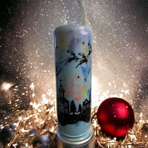 Santa and his reindeer on Christmas Eve, 20oz Skinny Tumbler, Northern Lights,